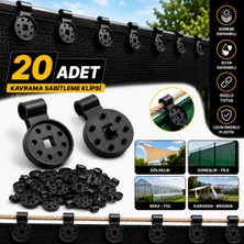 Greathings 20 Adet - Gölge Filesi Klipsi | Gölgelik, Güneşlik, Branda, Sera, Tarım Filesi, Balkon, Karavan ve Tül Sabitleme Klipsi | Uv Dayanımlı Plastik Kelepçe