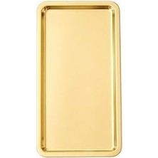 Büyük Pazar Store Paslanmaz Çelik Sunum Tepsisi, Dikdörtgen, Gold, 33X18 Cm, Düz, Çay Kahve Tatlı Sunumu, 1 Adet