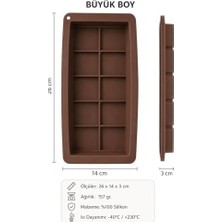 Büyük Pazar Store Dubai Çikolata Kalıbı Silikon Tablet Çikolata Yapım Kalıbı 10 Gözlü (Büyük Boy (26X14X3 Cm))