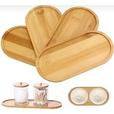 Büyük Pazar Store Oval Doğal Bambu Sunum Tabağı - 23X12 cm Yuvarlak Hatlı Düz Servis Tepsisi - Sushi, Tatlı ve Kahve Sunumluk