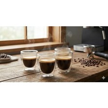 Büyük Pazar Store Needd Çift Katmanlı Espresso Cam Bardak Seti 4'lü 80 ml | Borosilikat Cam, Isı Yalıtımlı Double Wall Tasarım | Espresso, Ristretto ve Macchiato Için Şeffaf Kahve Bardağı