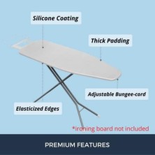 Büyük Pazar Store Savuk Ütü Masası Örtüsü ve Pedi Standart Boyut Silikon Kaplamalı 4 Katlı 38 x 137 cm Ekstra Ağır Hizmet Kalın Dolgu, Isı Yansıtıcı, Yapışmaz Kavurma ve Leke Dayanıklı