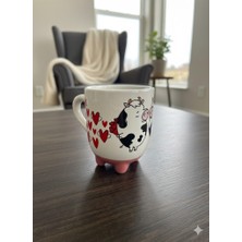 Büyük Pazar Store Inek Kupa 07 El Yapımı 3D Krem Parlak Kupa - El Yapımı Seramik Kupa