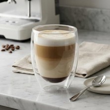 Büyük Pazar Store Çift Cidarlı Borosilikat Cam Kupa - 350 ml Isıya Dayanıklı, El Yakmayan Yüzen Bardak (1 Adet)
