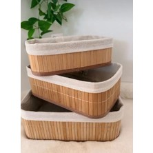 Büyük Pazar Store 3'lü Çok Amaçlı Bambu Organizer Seti, Çok Boyutlu Mutfak Banyo Ev Sepetleri, Büyük, Orta, Küçük Boy