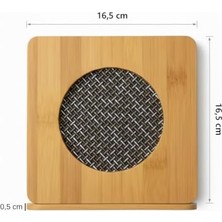 Büyük Pazar Store Kare Bambu Nihale – Metal Fileli, Isıya Dayanıklı Tencere ve Çaydanlık Altlığı (16,5 x 16,5 Cm)
