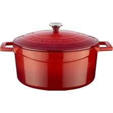 Büyük Pazar Store Metal Döküm Yuvarlak Tencere, 24 Cm, Kırmızı