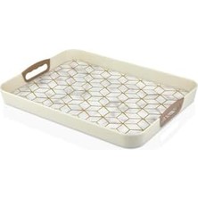 Büyük Pazar Store Dikdörtgen Baskılı Tepsi Kumsal 34 x 46 Cm, Kumsal