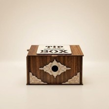 Ahşap Bahşiş Kutusu (Tip Box), Dekoratif Para Kutusu, Kilitli Tasarım, Kafe ve Restoran Için
