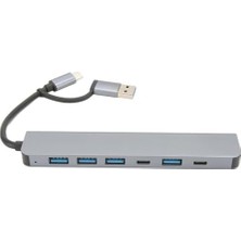 Type-C 7in1 USB 3.0 Hub, Usb/type-C To USB A, USB C Macbook Uyumlu Çevirici,