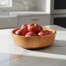 Doğal Akasya Ahşap Salata ve Meyve Kasesi – 28 cm Büyük Boy Yuvarlak Sunum Tabağı, Çerezlik ve Dekoratif Mutfak Kasesi