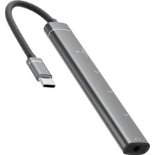 Type-C Hub, 5in1, 2 Adet Type-C, 2 Adet Usb-A Çoklayıcı, 3,5 mm Kulaklık Çıkışlı USB C Hub Adaptörü Macbook ile Uyumlu H03