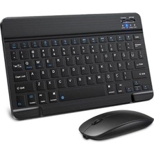 Bluetooth Kablosuz Şarjlı Türkçe Q Klavye Alüminyum Alışım Mini Pilli Mouse Süper Hafif Taşınabillir Bluetooth Eşleştirmeli Midi Klavye 25CM x 15CM
