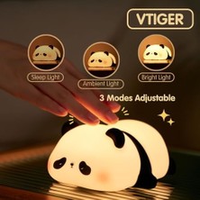 Vtıger Panda Gece Lambası, LED Yumuşacık Sevimli Lamba, Çocuklar Için Gece Lambası, Silikon Panda Işığı, Kısılabilir Kız Bebek Yatak Odası Gece Lambası, Emzirme Kreş Dekoru Için Şarj Edilebilir
