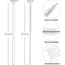 Tritan Pipet Seti 6'lı,   40 Oz ile Uyumlu, Şeffaf Yeniden Kullanılabilir Bpa Içermeyen Pipetler, Temizleme Fırçası Dahil