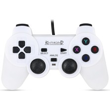 Kontorland Kablolu Pc Gamepad – D-Input & X-Input Destekli Çift Titreşimli USB Oyun Kolu (Beyaz)