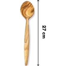 Doğal Zeytin Ağacı, El Yapımı Servis Kaşığı, 27 Cm, Ahşap, Kahverengi, Bpa Free, 1 Adet
