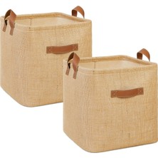 Textie 2'li Jüt Sepet Set 30 x 30 x 30 cm