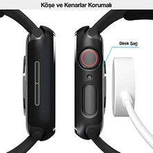 Apple Watch Seri 38MM /40MM /41MM ile Uyumlu Kasa ve Ekran Koruyucu Kılıf Temperli Cam 360 Derece Koruyucu