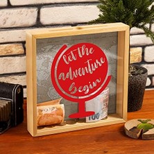 Macera Başlasın Tasarımlı Ahşap Kumbara - 24 x 24 x 4,5 cm - Dekoratif Tablo Özellikli