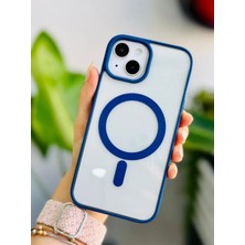 Iphone 14 Plus - 15 Plus ile Uyumlu Kablsouz Şarj Özellikli Renkli Şeffaf Kılıf