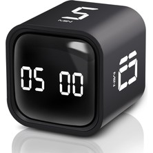 Gt-1 Pomodoro Zamanlayıcı Küp, Flip Timer, Öğrenci Ders Çalışma Saati, 5/10/30/60 Dk & Özel Geri Sayım, USB Şarjlı, Sessiz/titreşimli Alarm, Mutfak Kronometresi - Siyah