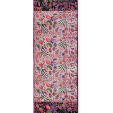 Çiçek Desen Krem Soft Pamuk Şal Violet