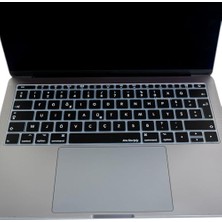 MacBook Klavye Koruyucu A1534 A1708 Uyumlu Türkçe F Baskılı Silikon Klavye Koruyucu Uk Enter Siyah