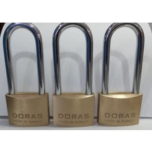 Doras Ersa 3'lü Set Uzun Kanca Pas Pirinç Asma Kilit 50 mm