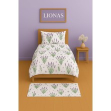 Ezgi Tek Kişilik Desenli Nevresim Takımı, Lavanta Deseni, 155 x 230 Cm, Pamuk Polyester Karışım, Kapaklı Yastık Kılıfı Dahil