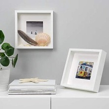 Sannahed  Rıbba 25X25 cm Derin Beyaz Kare Ahşap Fotoğraf Resim Çerçevesi Paspartulu