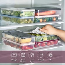 3'lü Set (1 Adet 2,25 2 Adet 1 Lt.) Nora Organizer Buzdolabı Buzluk Düzenleyici Saklama Kabı-Mürdüm