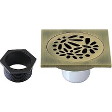 Brass BSF6360AB Su Yolu Çiçekli 10,16 cm Kare Izgara Duş Tahliyesi, Antik Pirinç