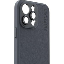 Lens Montajlı Kamera Kılıfı iPhone 15 Pro Max Için Antrasit Vegan Deri Qi Kablosuz Şarj Magsafe Uyumlu