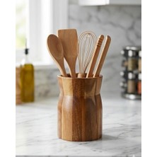 Doğal Akasya Ahşap Tezgah Üstü Kaşıklık, 9.5X13 cm Çok Amaçlı Düzenleyici Organizer, Minimalist Mutfak Gereçleri Kutusu