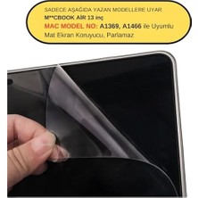 MacBook Air 13 Inç Uyumlu Mat Anti Glare Ekran Koruyucu Yansıma Önleyici Konforlu Görüntü Usb-A Nesil A1369 A1466 Şeffaf