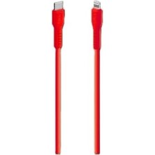 27W Pd Type-C To Lightning ile Uyumlu Hızlı Şarj ve Data Kablosu 120CM Neon (Neon Kırmızı) 2DK60NK