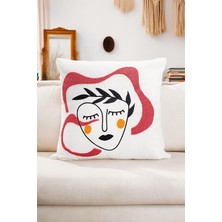 Bohem 45X45 Özel Tasarım Punch Panç Süzene Desen Dekoratif Kırlent Kılıfı Modern Beyaz 52