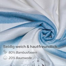 Mavi 4'lü - 90 x 180 cm - Ince & Transparan - Kadınlar Için Ipeksi Yumuşak Peştamal - Bambu & Pamuk Karışımı - Dokuma Şeritleri Solmaz ve Uzun Ömürlü - Dekoratif Hediyelik Peştamal