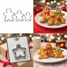 3’lü Adam Kurabiye Kalıbı Seti – Paslanmaz Çelik Gingerbread Figür Hamur Kesici