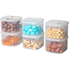 Erzak Saklama Kabı Sızdırmaz Kapak 6'lı Set Şeffaf -(Ölçü Kabı Hediyeli)