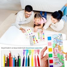Animokids Renk Paletli Sulu Boya Kitabı + Fırça, 12 Sayfa Boyama Kitabı, Aktivite Boyama Seti, Çocuklar Için Yeni Nesil Sulu Boya Defteri (Deniz Kızı)
