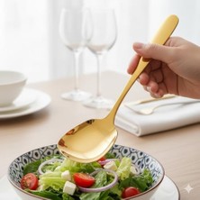 Premium Altın Kaplama Paslanmaz Çelik Servis Kaşığı – 21 cm Şık ve Dayanıklı Sunum Kaşığı