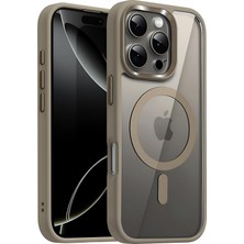 iPhone 16 Pro Için Super-Crystal Magsafe ile Uyumlu Kılıf Arkası Kristal Berraklığında Cam Görünüm Kenarları Darbe Emici Silikon Hybrid Kılıf (Desert Titanyum, 16 Pro)