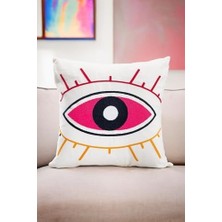 Bohem 45X45 Özel Tasarım Punch Panç Süzene Desen Dekoratif Kırlent Kılıfı Modern Beyaz 20