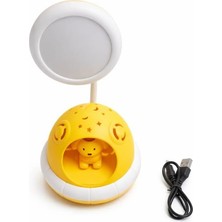 Sevimli Köpek Figürlü LED Masa Lambası ve Gece Lambası, Yıldız Desenli Işıklı Dekoratif Çocuk Odası Aydınlatması, USB Girişli ve Fişe Takılan Ayarlanabilir Başlıklı Masaüstü Gece Işığı