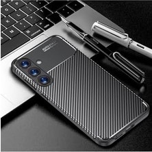 -  ile Uyumlu Galaxy S25 Fe Kılıf Kamera Korumalı Karbon Desenli Koruyucu Silikon + Ekran Cam Set