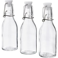 3 Adet Cam-Vakumlu Su Şişesi 15 cl Sos-Yağ Şişesi