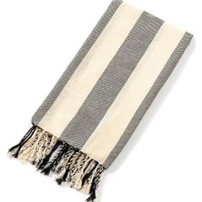 Striped Peştemal Banyo Havlusu Plaj Havlusu Siyah