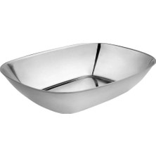 Paslanmaz Çelik Kayık Tabak Kase, 18/10-304 ÇELIK,14X10 Cm, Gümüş, Çerezlik, Meze ve Salata Sunumu, 1 Adet